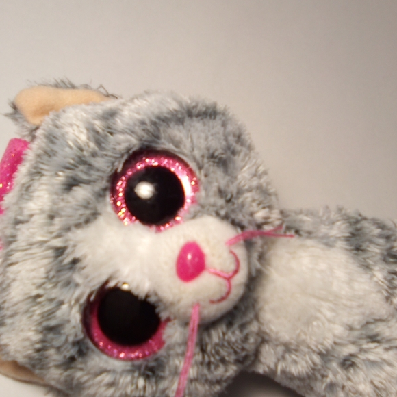 Tysilk Kiki Grey Striped Kitten with Pink Eyes Stuffed Animal Plush - Picture 9 of 9